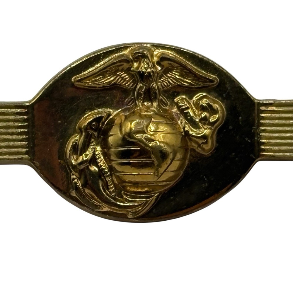 USMC Marine Corps Tie Bar Clip Swank Eagle Anchor Globe Gold Tone Military‎ VTG - Picture 2 of 10